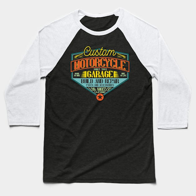 Motorcycle garage repair mechanic Baseball T-Shirt by Kingluigi